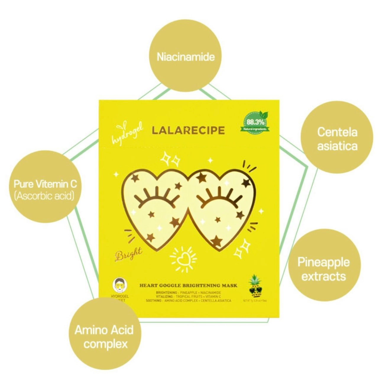 LALARECIPE HEART GOGGLE BRIGHTENING MASK 10 PCS